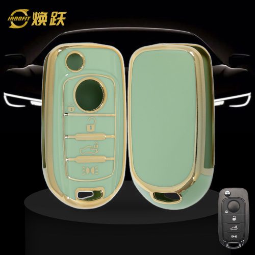 FIB3T1-Green-Gold Plating- Car Key Cover For Fiat