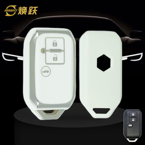 SUB3T1-White-Silver Plating- Car Key Cover For Suzuki