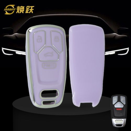 AUA3T1-Purple-Silver Plating- Car Key Cover For Audi