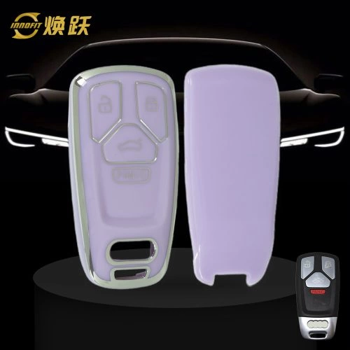 AUA3T1-Purple-Silver Plating- Car Key Cover For Audi