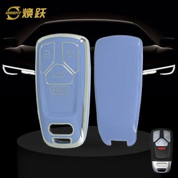 AUA3T1-Light Blue-Silver Plating- Car Key Cover For Audi