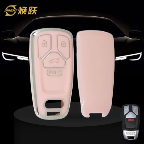 AUA3T1-Pink-Silver Plating- Car Key Cover For Audi