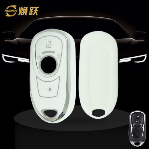 BUA1T1-White-Silver Plating- Car Key Cover For Buick