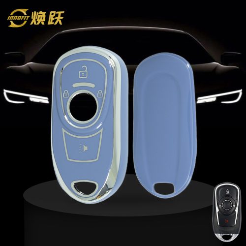 BUA1T1-Light Blue-Silver Plating- Car Key Cover For Buick