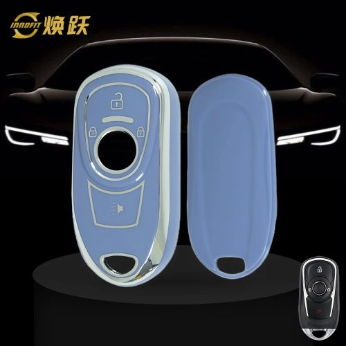BUA1T1-Light Blue-Silver Plating- Car Key Cover For Buick