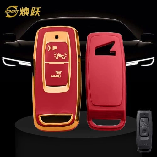 HOR1T1-Red-Gold Plating- Car Key Cover For Honda