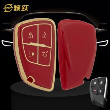 CEV2T1-Red-Gold Plating- Car Key Cover For Chevrolet Buick GMC