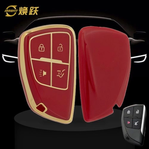 CEV2T1-Red-Gold Plating- Car Key Cover For Chevrolet Buick GMC