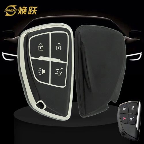 CEV2T1-Black-Silver Plating- Car Key Cover For Chevrolet Buick GMC