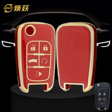 CED5T1-Red-Gold Plating- Car Key Cover For Chevrolet Opel GMC Holden