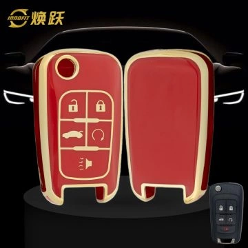 CED5T1-Red-Gold Plating- Car Key Cover For Chevrolet Opel GMC Holden