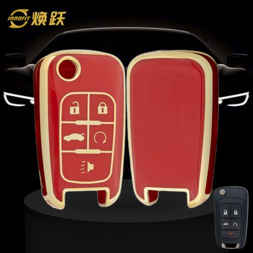 CED5T1-Red-Gold Plating- Car Key Cover For Chevrolet Opel GMC Holden