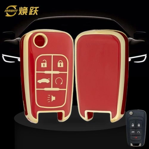 CED5T1-Red-Gold Plating- Car Key Cover For Chevrolet Opel GMC Holden