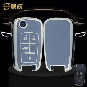 CED5T1-Light Blue-Silver Plating- Car Key Cover For Chevrolet Opel GMC Holden