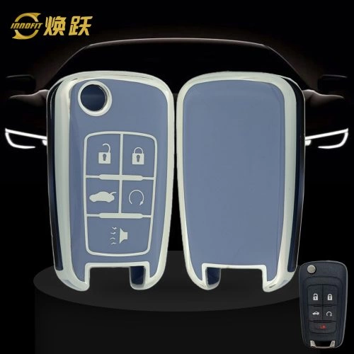 CED5T1-Light Blue-Silver Plating- Car Key Cover For Chevrolet Opel GMC Holden