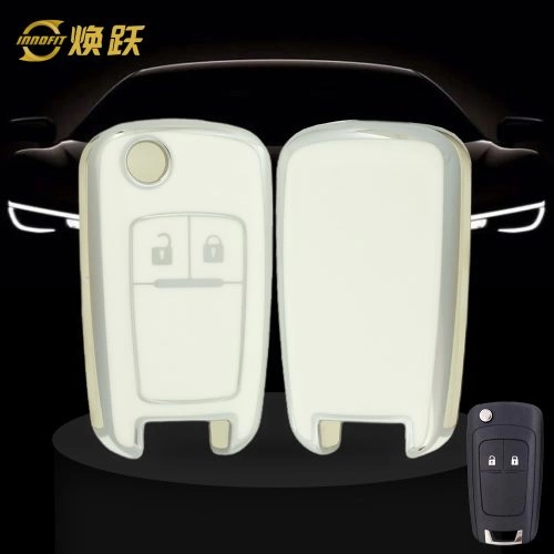 CED4T1-White-Silver Plating- Car Key Cover For Chevrolet Opel GMC Holden