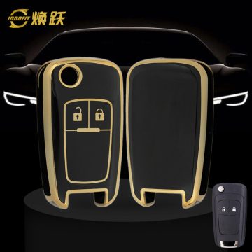 CED4T1-Black-Gold Plating- Car Key Cover For Chevrolet Opel GMC Holden