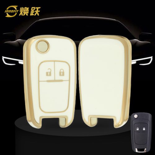 CED4T1-White-Gold Plating- Car Key Cover For Chevrolet Opel GMC Holden