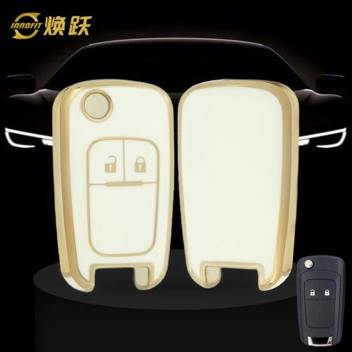 CED4T1-White-Gold Plating- Car Key Cover For Chevrolet Opel GMC Holden