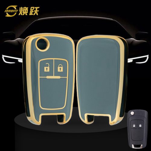 CED4T1-Granny Grey-Gold Plating- Car Key Cover For Chevrolet Opel GMC Holden