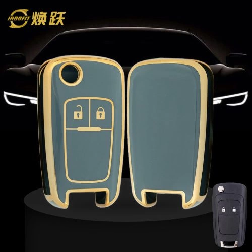 CED4T1-Granny Grey-Gold Plating- Car Key Cover For Chevrolet Opel GMC Holden