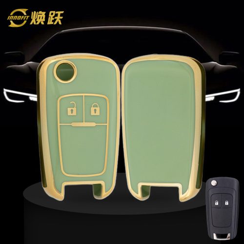 CED4T1-Green-Gold Plating- Car Key Cover For Chevrolet Opel GMC Holden