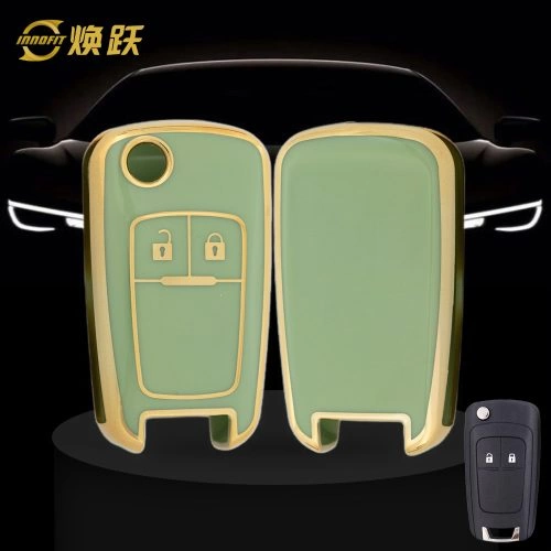 CED4T1-Green-Gold Plating- Car Key Cover For Chevrolet Opel GMC Holden