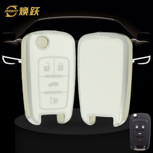CED2T1-White-Silver Plating- Car Key Cover For Chevrolet GMC Holden
