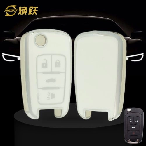 CED2T1-White-Silver Plating- Car Key Cover For Chevrolet GMC Holden