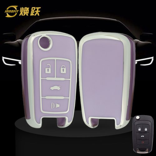 CED2T1-Purple-Silver Plating- Car Key Cover For Chevrolet GMC Holden