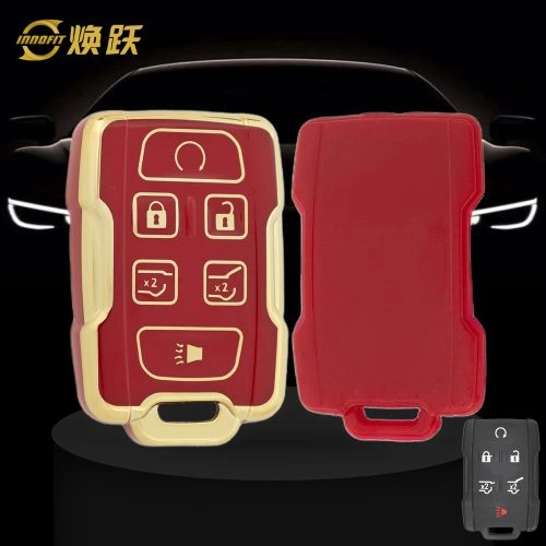 CEC3T1-Red-Gold Plating- Car Key Cover For Chevrolet GMC
