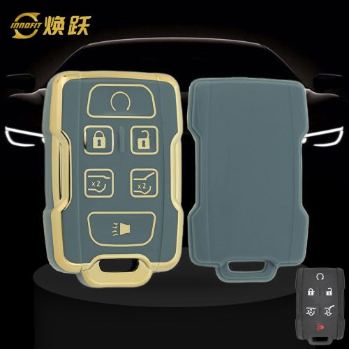 CEC3T1-Granny Grey-Gold Plating- Car Key Cover For Chevrolet GMC