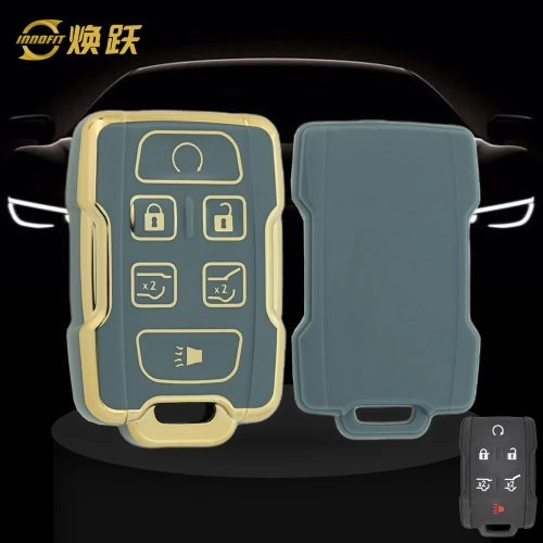 CEC3T1-Granny Grey-Gold Plating- Car Key Cover For Chevrolet GMC