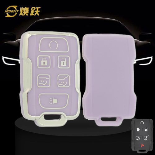 CEC3T1-Purple-Silver Plating- Car Key Cover For Chevrolet GMC