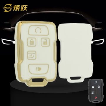 CEC2T1-White-Gold Plating- Car Key Cover For Chevrolet GMC