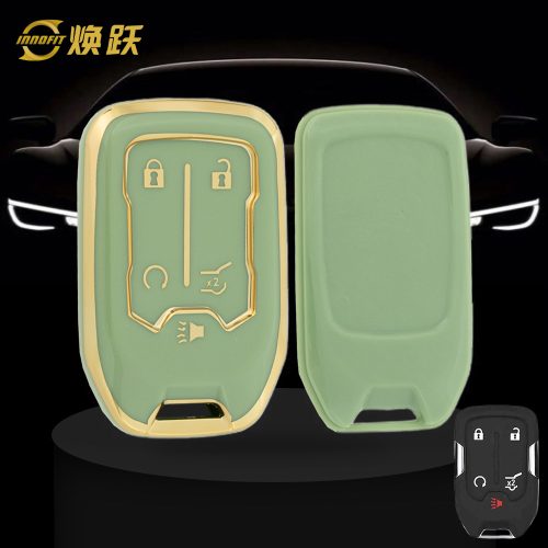 CEB3T1-Green-Gold Plating- Car Key Cover For Chevrolet GMC