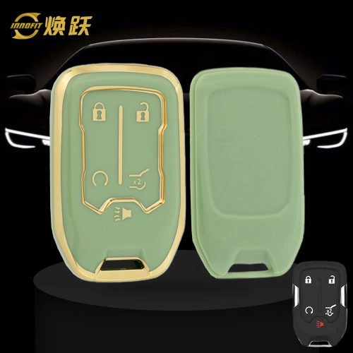 CEB3T1-Green-Gold Plating- Car Key Cover For Chevrolet GMC