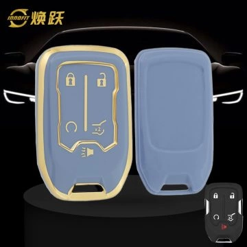 CEB3T1-Light Blue-Gold Plating- Car Key Cover For Chevrolet GMC