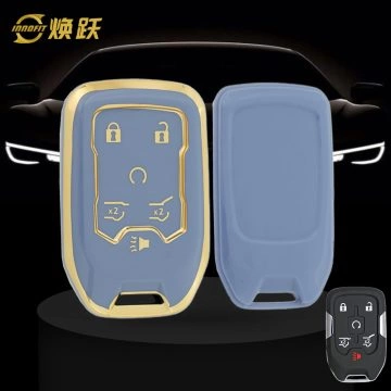 CEB2T1-Light Blue-Gold Plating- Car Key Cover For Chevrolet