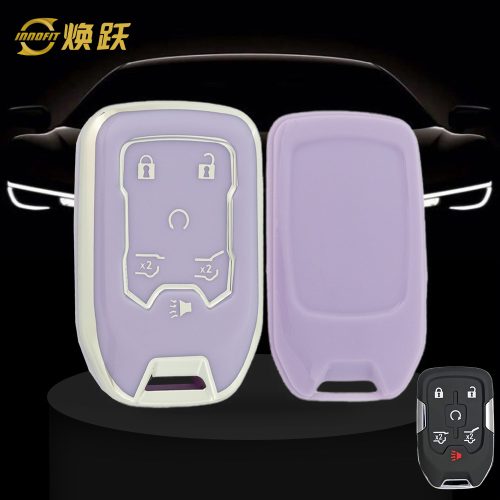 CEB2T1-Purple-Silver Plating- Car Key Cover For Chevrolet
