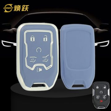 CEB2T1-Light Blue-Silver Plating- Car Key Cover For Chevrolet