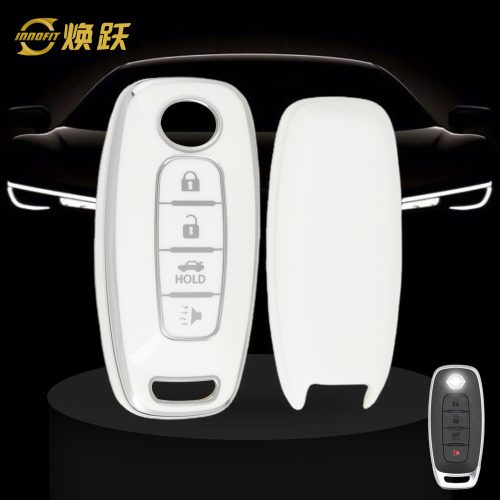 NIA4T1-White-Silver Plating- Car Key Cover For Nissan