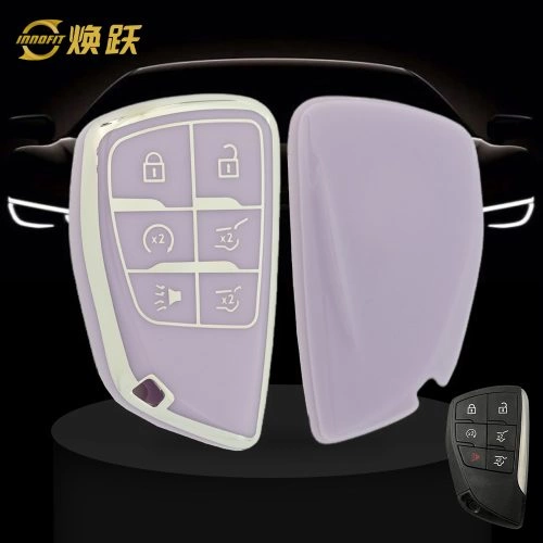 CEV4T1-Purple-Silver Plating- Car Key Cover For Chevrolet Buick GMC