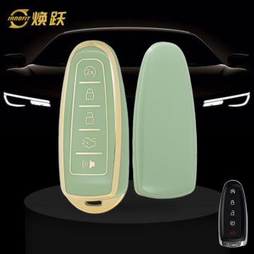 FOJ1T1-Green-Gold Plating- Car Key Cover For Ford LINCOLN