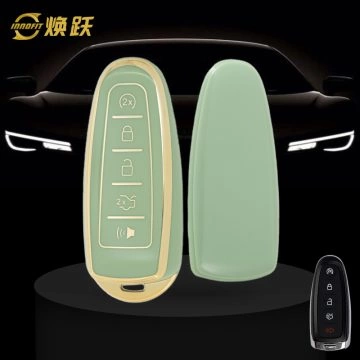 FOJ1T1-Green-Gold Plating- Car Key Cover For Ford LINCOLN