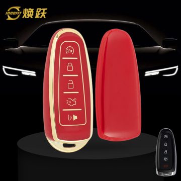 FOJ1T1-Red-Gold Plating- Car Key Cover For Ford LINCOLN
