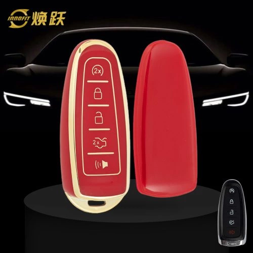 FOJ1T1-Red-Gold Plating- Car Key Cover For Ford LINCOLN
