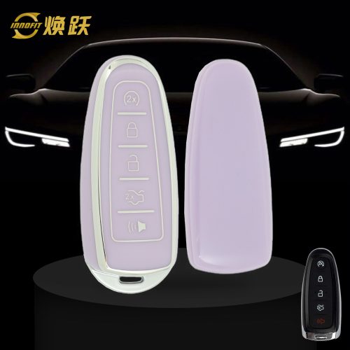 FOJ1T1-Purple-Silver Plating- Car Key Cover For Ford LINCOLN