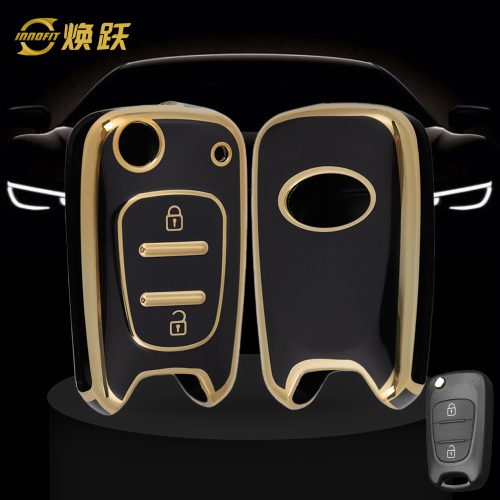 HYG1T1-Black-Gold Plating- Car Key Cover For Hyundai Kia