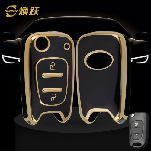 HYG1T1-Black-Gold Plating- Car Key Cover For Hyundai Kia
